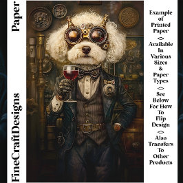Steampunk Poedel Hond Drink Wine CP3 Craft Paper