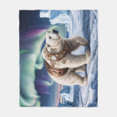 Steampunk Polar Beer en Aurora Art Fleece Deken (Voorkant)