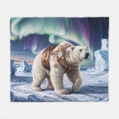 Steampunk Polar Beer en Aurora Art Fleece Deken (Voorkant (Horizontaal))