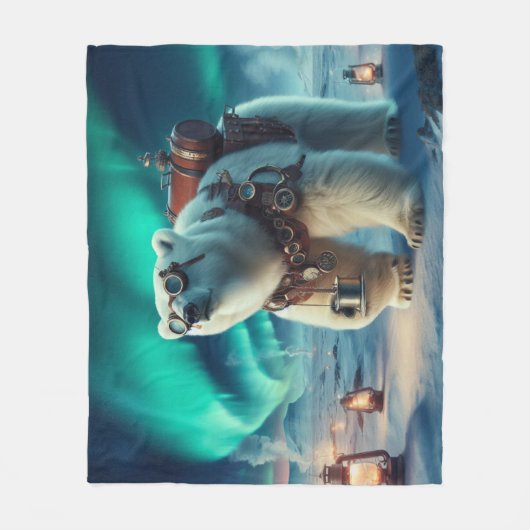 Steampunk Polar Beer en Aurora Art Fleece Deken (Voorkant)
