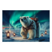 Steampunk Polar Beer en Aurora Art Perfect Poster (Voorkant)