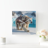Steampunk Polar Beer Warrior Vierkante Klok (Huis)