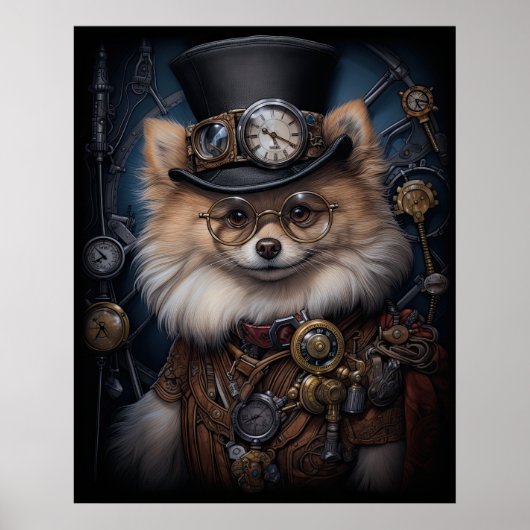 STEAMPUNK POMERANIAANS POSTER (Voorkant)
