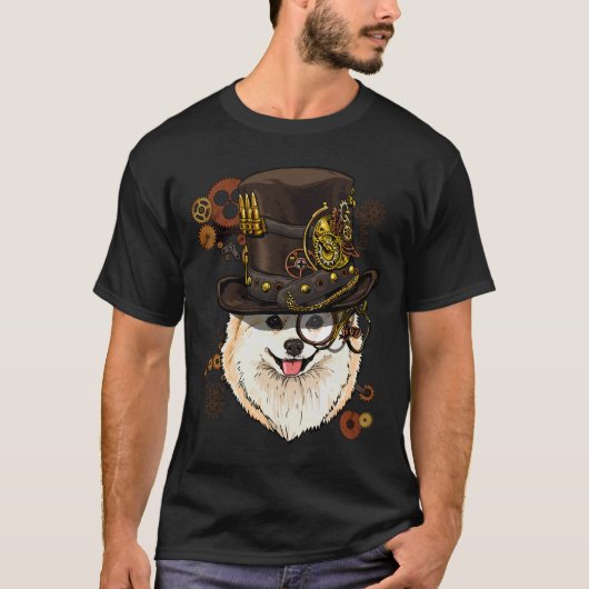 Steampunk Pomeranian Dog Steampunk Lovers T-shirt (Voorkant)