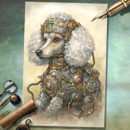 Steampunk Poodle 1 Decoupage papier