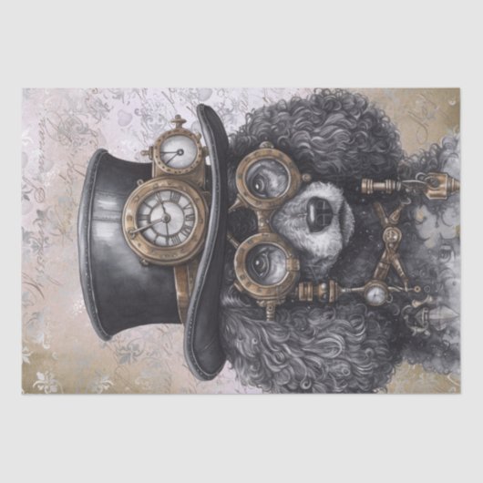 Steampunk Poodle Dog Tissuepapier (Voorkant)