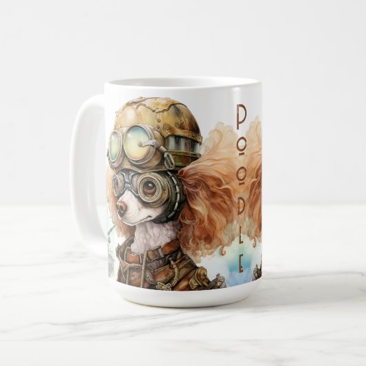 Steampunk Poodle Hond Koffiemok (Voorkant links)