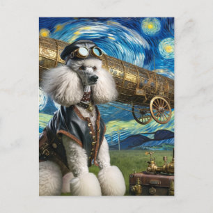 Steampunk Poodle Pilot Van Gogh Briefkaart