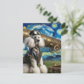 Steampunk Poodle Pilot Van Gogh Briefkaart (Staand voorkant)