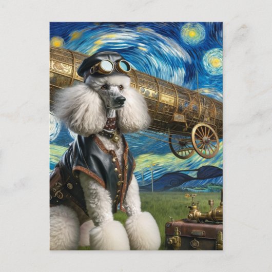 Steampunk Poodle Pilot Van Gogh Briefkaart (Voorkant)