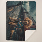 Steampunk Poodle Stationmaster Portrait Sherpa Deken (Voorkant)