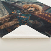 Steampunk Poodle Stationmaster Portrait Sherpa Deken (3/4)