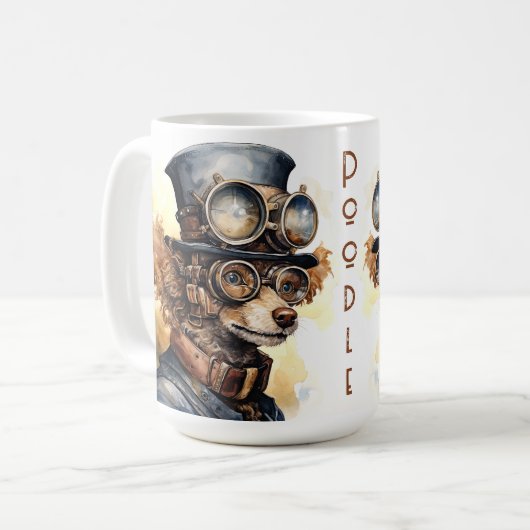 Steampunk Poodlehond Koffiemok (Voorkant links)