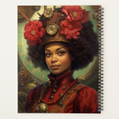 Steampunk Portret van een dame en bloemen Planner (Achterkant)