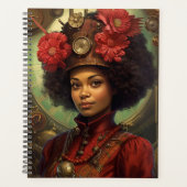 Steampunk Portret van een dame en bloemen Planner (Voorkant)