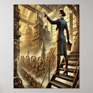 Steampunk Poster 13, de voorvrouw van de fabriek