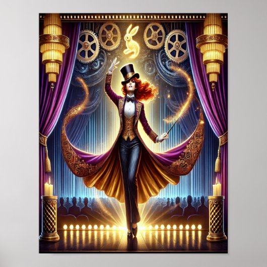 Steampunk Poster 15, de magiër van de neon-flare (Voorkant)