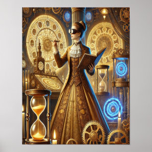 Steampunk Poster 24, de tijdreizende professor