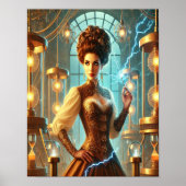 Steampunk Poster 25, de meesteres van Tesla Coil (Voorkant)