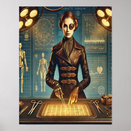 Steampunk Poster 28, de cybernetische chirurg (Voorkant)