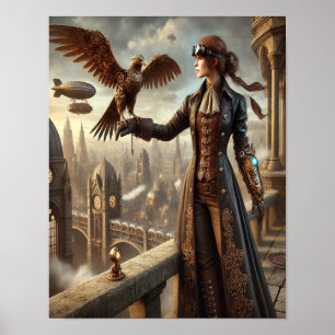 Steampunk Poster 37, de mechanische valkenier