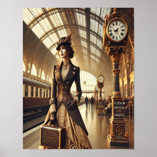 Steampunk Poster 39, het treinstation debutante (Voorkant)