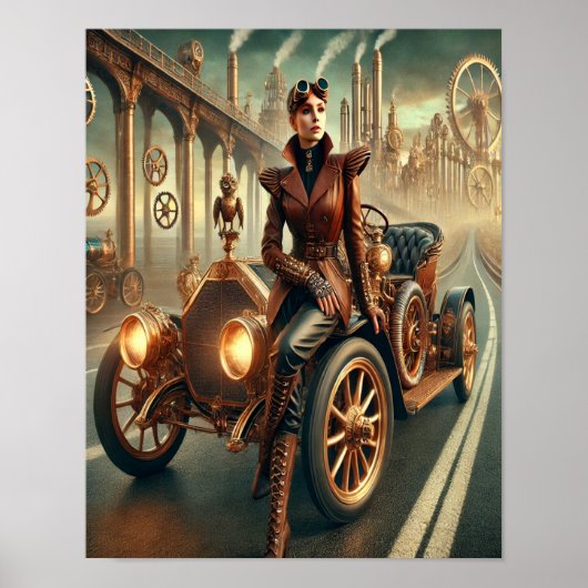 Steampunk Poster 40, Cross-Country Auto Chaufffer (Voorkant)