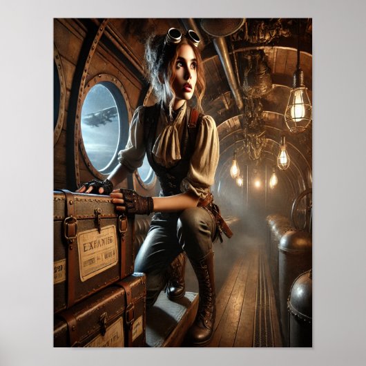Steampunk Poster 42, het luchtschip Stowaway (Voorkant)