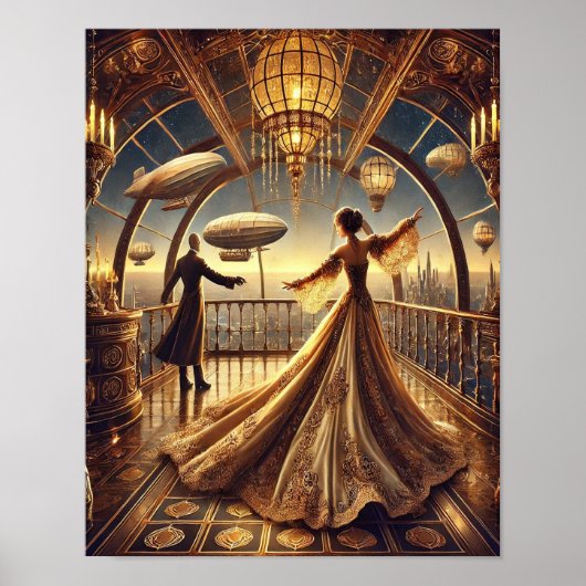 Steampunk Poster 5, het luchtschip Ballroom Queen (Voorkant)
