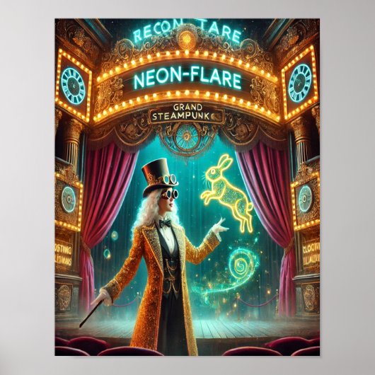 Steampunk Poster 70 De magiër van de Neon-Flare (Voorkant)