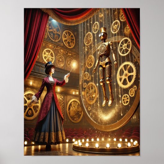 Steampunk Poster 72 De illusionist van de automati (Voorkant)