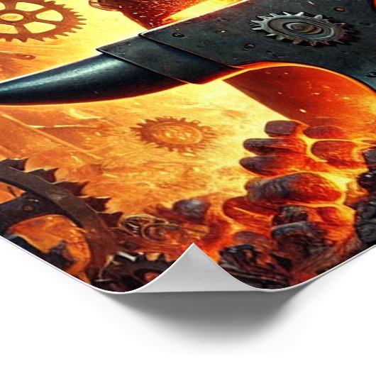 Steampunk Poster 9, de Smithy met stoomkracht (Hoek)