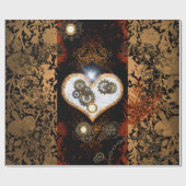 Steampunk, prachtig hart met tandwielen en klokken cadeaupapier (Vlak)