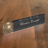 Steampunk, prachtig uurwerk naambordje (Zijkant)