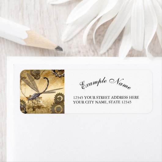 Steampunk, prachtige stoomlibellen etiket (Insitu)