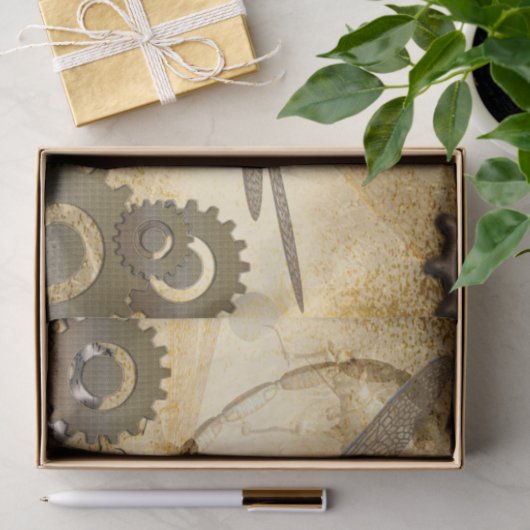 Steampunk, prachtige stoomlibellen tissuepapier (Geschenk)