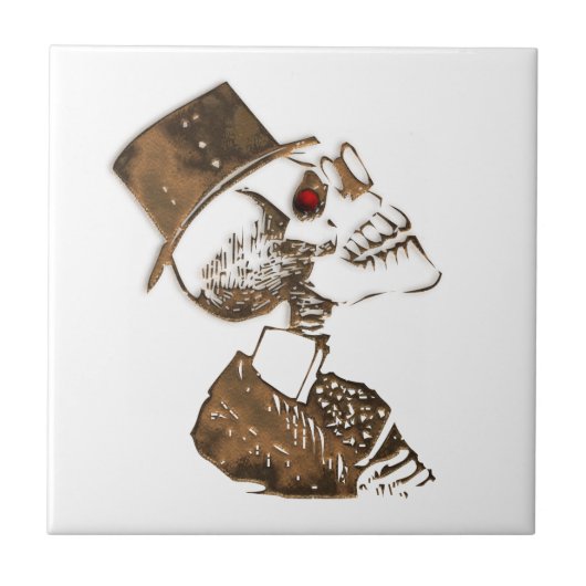 Steampunk Preacher Skeleton Tegeltje (Voorkant)