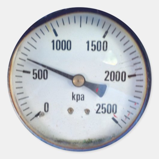Steampunk Pressure Gauge Ronde Sticker (Voorkant)