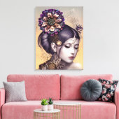 Steampunk Prinses met een Koperkleurige Bloem Canvas Afdruk (Insitu (Woonkamer))