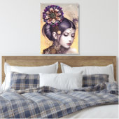 Steampunk Prinses met een Koperkleurige Bloem Canvas Afdruk (Insitu (Slaapkamer))