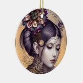 Steampunk Prinses met een Koperkleurige Bloem Keramisch Ornament (Rechts)