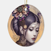 Steampunk Prinses met een Koperkleurige Bloem Keramisch Ornament (Links)