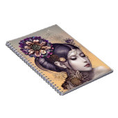Steampunk Prinses met een Koperkleurige Bloem Notitieboek (Rechterzijde)