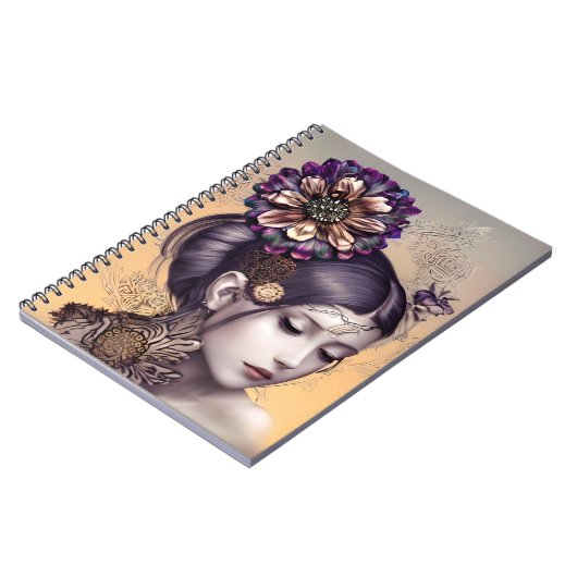 Steampunk Prinses met een Koperkleurige Bloem Notitieboek (Linkerzijde)