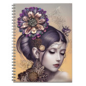 Steampunk Prinses met een Koperkleurige Bloem Notitieboek (Voorkant)