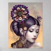 Steampunk Prinses met een Koperkleurige Bloem Poster (Voorkant)