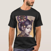 Steampunk Prinses met een Koperkleurige Bloem T-shirt (Voorkant)