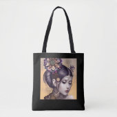 Steampunk Prinses met een Koperkleurige Bloem Tote Bag (Voorkant)