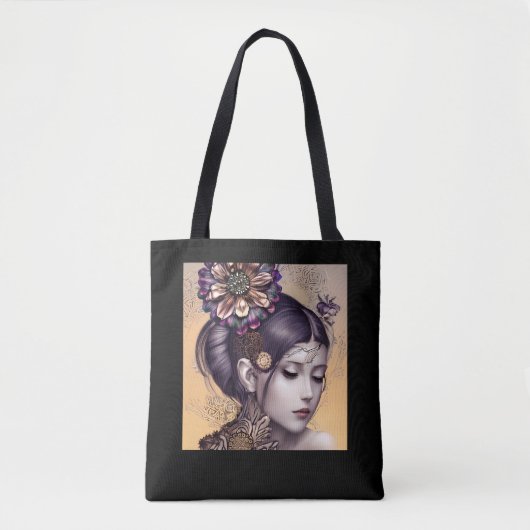 Steampunk Prinses met een Koperkleurige Bloem Tote Bag (Voorkant)
