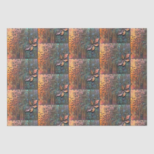 Steampunk printplaat met een blad en bloem tissuepapier (Voorkant)